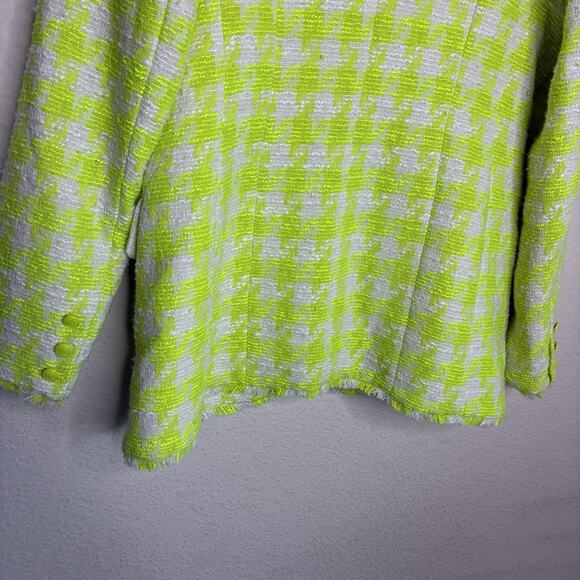 Steve Madden Harlow Fresh Lime Green Houndstooth Tweed Blazer L NWT - Picture 12 of 14